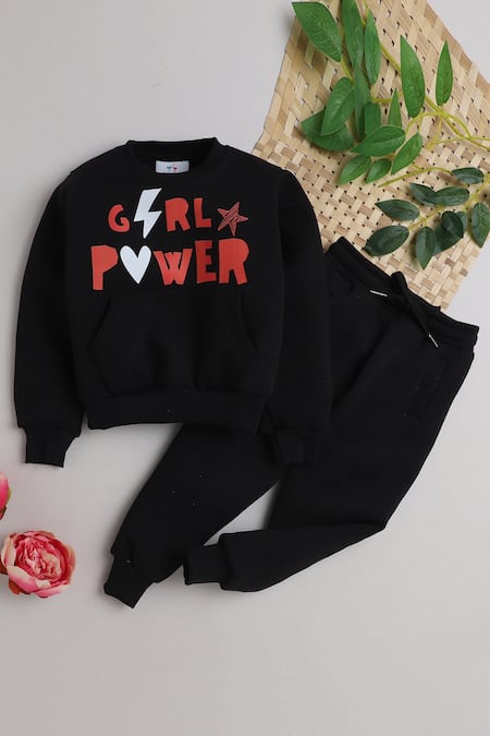 Knitting Doodles Girl Power Print Top And Joggers Set 