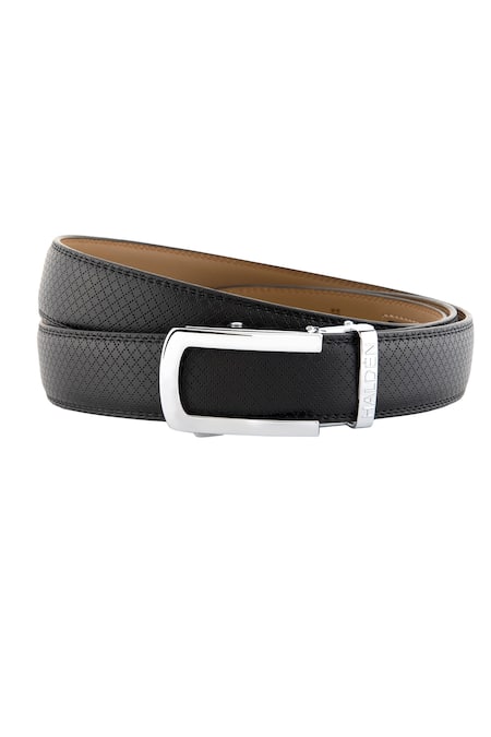 Shop_HaldèN_Black Leather Buckle Belt _at_Aza_Fashions