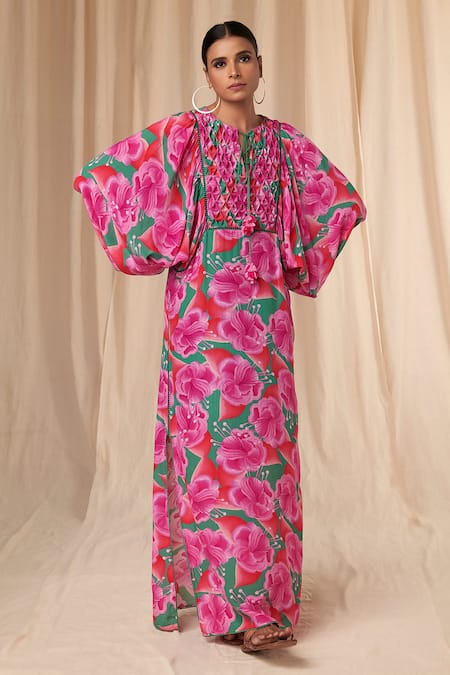 Masaba Bloomerang Smocked Kaftan Dress 