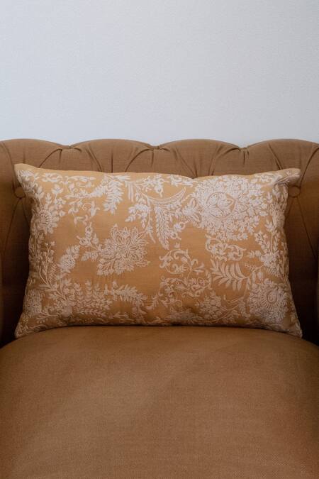 Khaabka Floral Embroidered Chanderi Silk Cushion Cover - Set of 2 