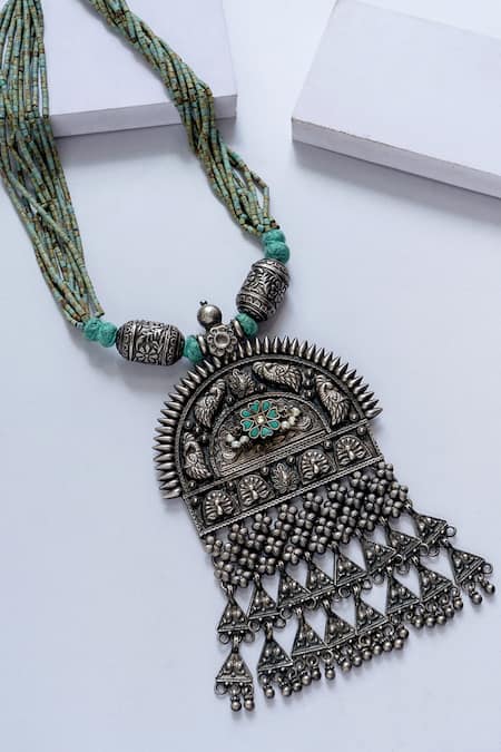 Nambi, White Lady Cameo, Beaded Pendant, Necklace - Jewelry by Sande Gene