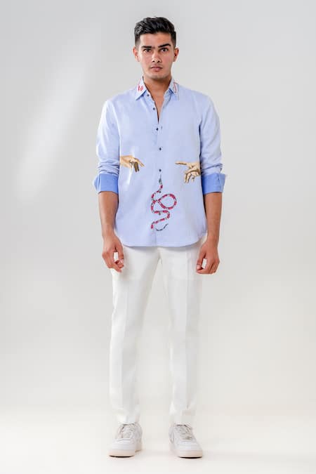 Amrit Dawani Hand Motif Hand Painted Shirt 