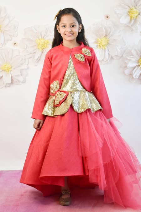 Fayon Kids High Low Hem Gown With Jacket 