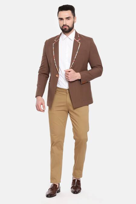 Buy Mayank Modi  Men Brown Onebuttoned Blazer Online  Aza Fashions
