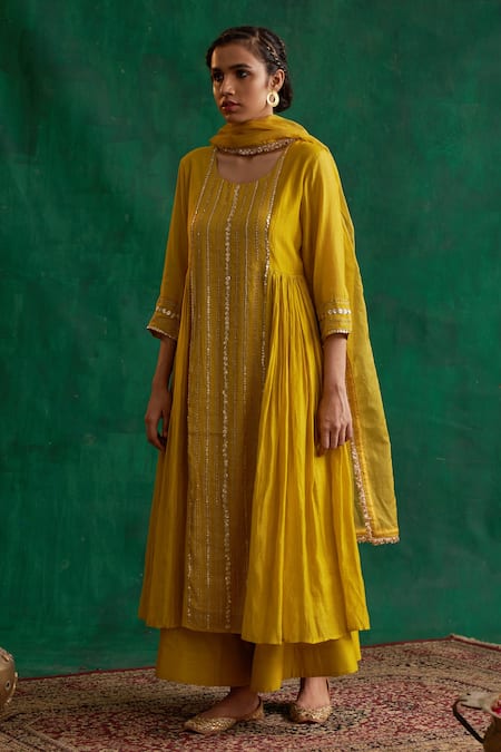 Rekha Agra Chanderi Kalidar Kurta Palazzo Set 