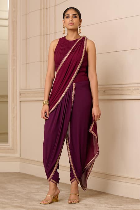 Buy Green Saree-silk Stripes Round Silk Draped Dhoti Saree Set For Women by  Tarun Tahiliani Online at Aza Fashions.