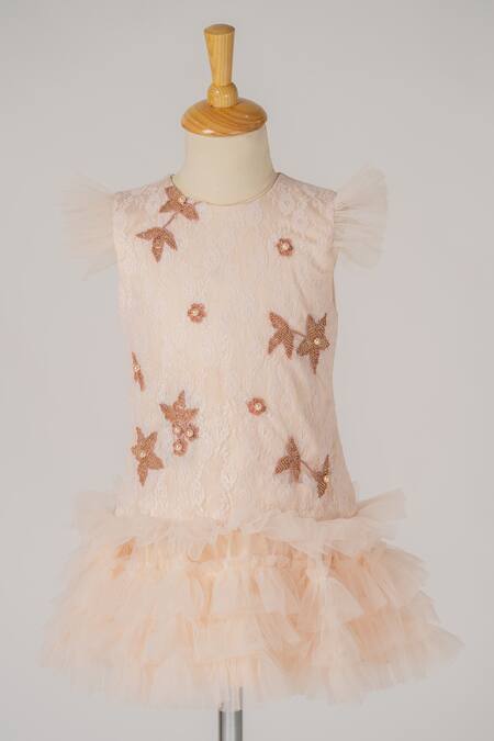 Flower Lace Dress For Girls Sleeveless Mesh Elegant Dress - Temu