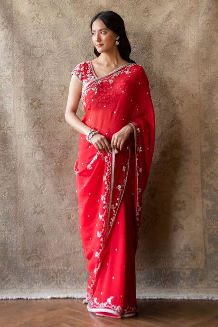 Buy Red Sarees for Women by Ri-wah Online | Ajio.com