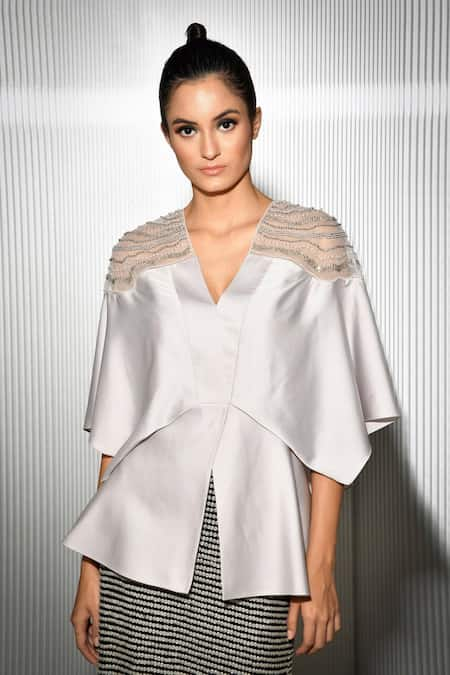 Rohit Gandhi + Rahul Khanna Satin Peplum Top 