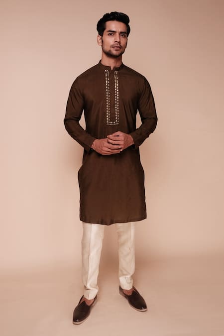 Tisa - Men Embroidered Placket Kurta Set 