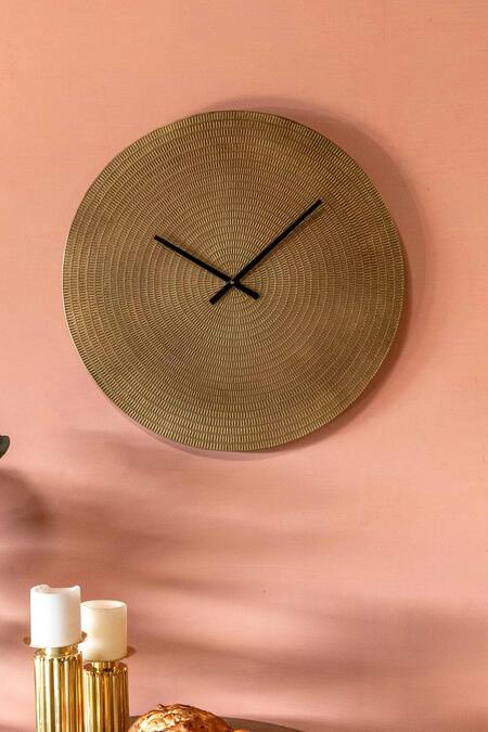 Buy Logam Gold Aluminium Riley Wall Clock at Aza Fashions Buy_Logam_Gold Aluminium Riley Wall Clock_at_Aza_Fashions