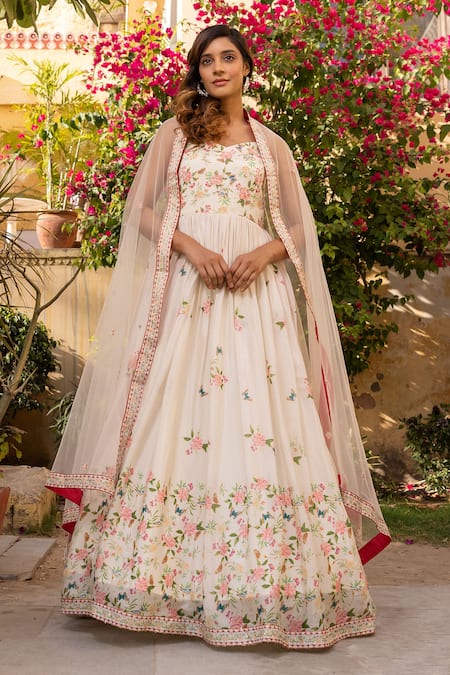 Suruchi Parakh Garden Print Anarkali With Dupatta 