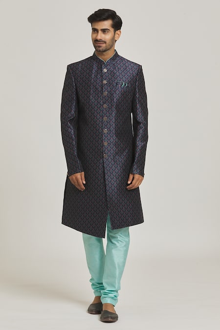 Samyukta Singhania Floral Print Button Down Sherwani Set 