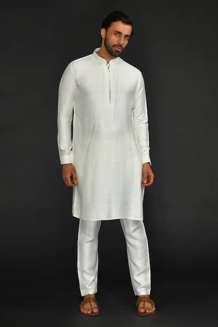 SAMMOHAN CEREMONIAL Band Collar Woven Kurta Set 