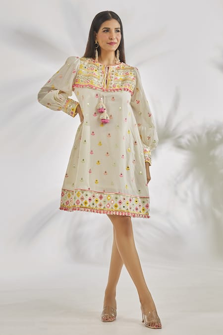 Gopi Vaid Shehnaz Mirror & Thread Embroidered Dress 