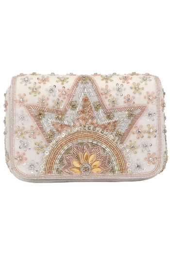 Buy Fuchsia by aashaka mehta White Embroidery, Sequins Star Is Born Clutch at Aza Fashions Buy_Fuchsia by aashaka mehta_White Embroidery, Sequins Star Is Born Clutch _at_Aza_Fashions