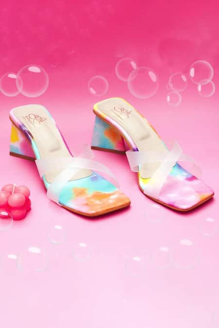 The Attico Luz Multicolored Embossed Mule Sandals | Neiman Marcus