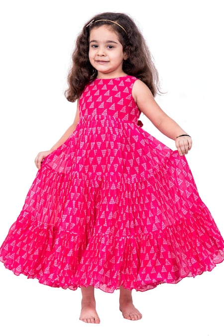 Buy Pink Gajji Silk Bandhani Dress For Women by Dyelogue Online at Aza  Fashions.