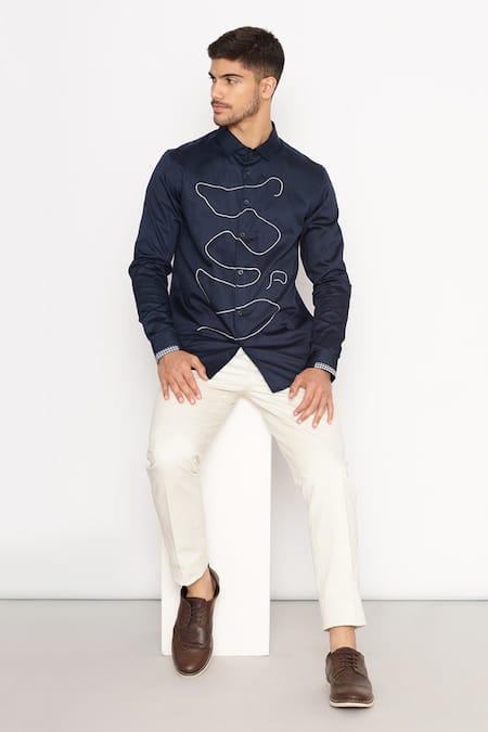 Lacquer Embassy Bevis Abstract Embroidered Shirt 