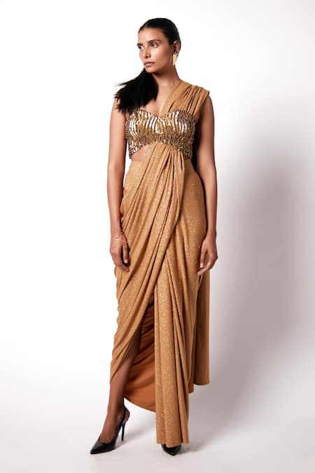 431-88 by Shweta Kapur Star Pre-Draped Saree With Corset Bustier 