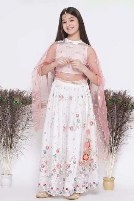Little Bansi Floral Bouquet Embroidered Lehenga Set 