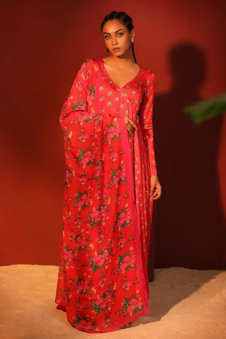 Shetab Kazmi Digital Print Angrakha Kurta Pant Set 