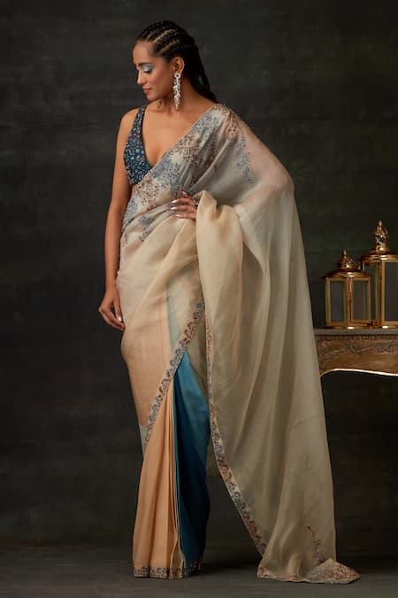 Shilpi Gupta Ombre Saree With Embroidered Blouse 