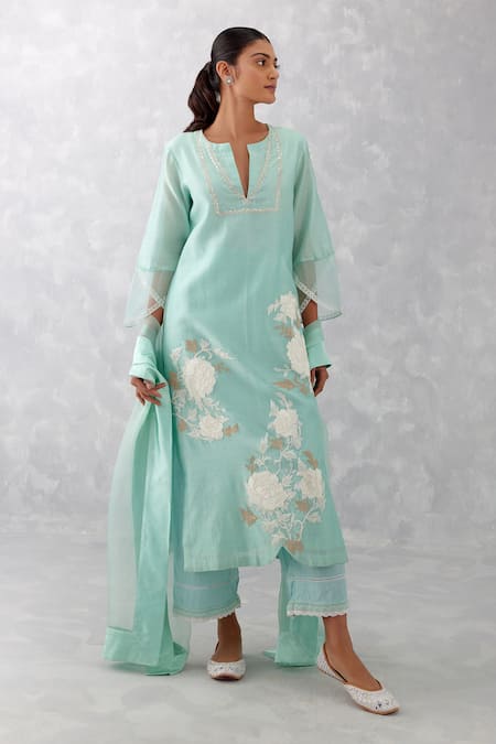 Devnaagri Dori & Pittan Floral Work Kurta Set 