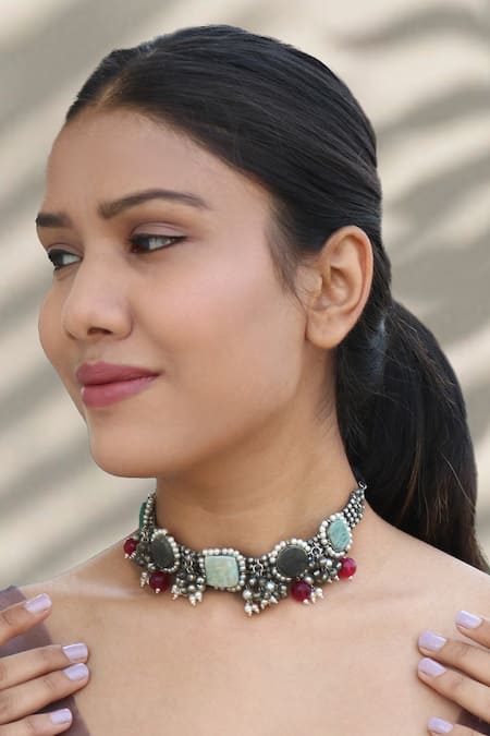 Arnimaa Geometric Pattern Choker Necklace 