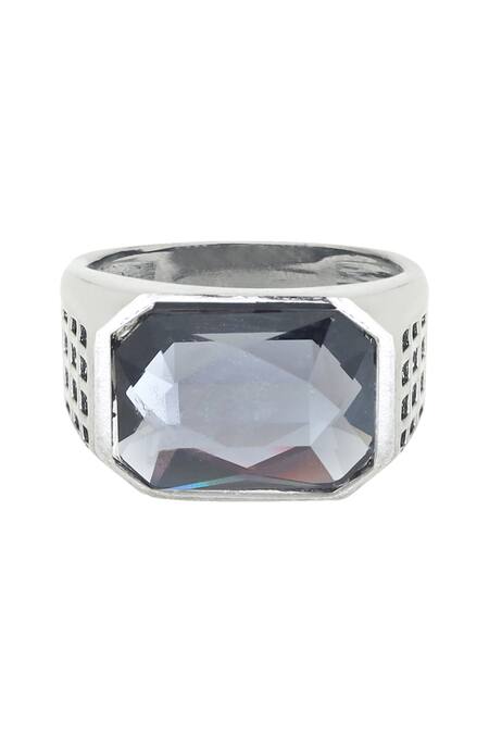 Esme By Aashna Dalmia Black Stone Embellished Cut Work Ring Online at Aza Fashions Esme By Aashna Dalmia_Black Stone Embellished Cut Work Ring _Online_at_Aza_Fashions