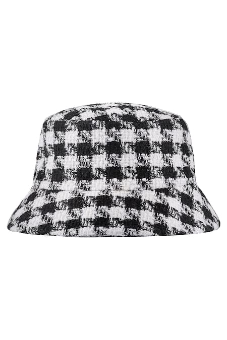 Buy Black Emily In Paris Houndstooth Pattern Bucket Hat by Hair Drama Co.  Online at Aza Fashions.