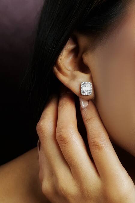 The Jewel Factor Silver Plated Crystals Embellished Studs