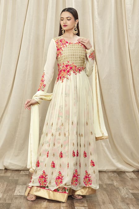 Shop peach silk zardosi work dress for women| The Indian Couture