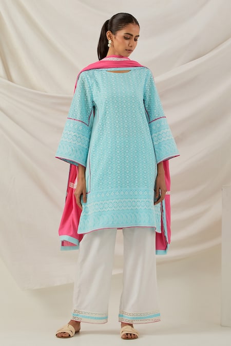 TIC Pak Geometric Chaikankari Kurta Palazzo Set 