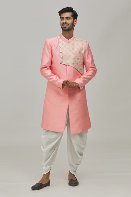 Arihant Rai Sinha Woven Overlap Flap Sherwani Set 