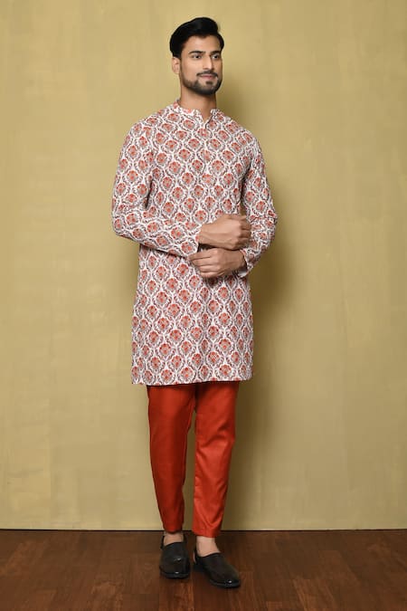 Samyukta Singhania Mughal Pattern Kurta & Orange Pant Set 