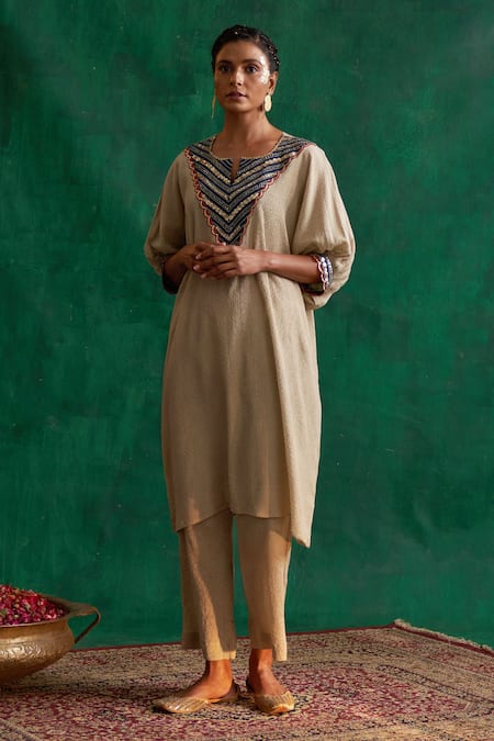 Rekha Agra Gota Embroidered Kimono & Pant Set 
