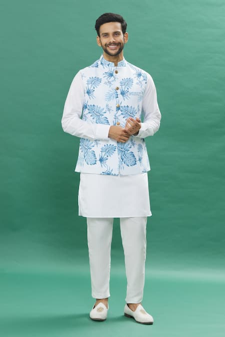 Buy Yellow Cotton Silk Printed Patola Nehru Jacket Kurta Set For Boys by  All Boy Couture Online at Aza Fashions.