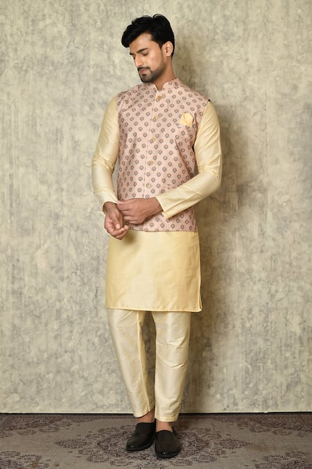 Samyukta Singhania Floral Print Bundi & Beige Kurta Set 