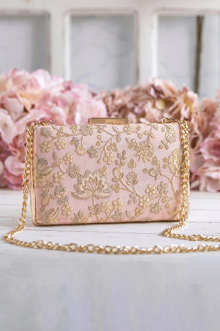 AMYRA Leya Floral Embroidered Clutch With Sling 