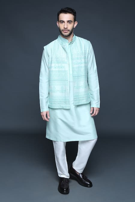 Sanjev Marwaaha Embroidered Bundi Kurta Set 