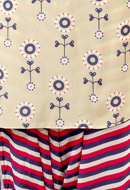 Soup By Sougat Paul_Cream Creme And Red Printed Kurta Set _Online_at_Aza_Fashions