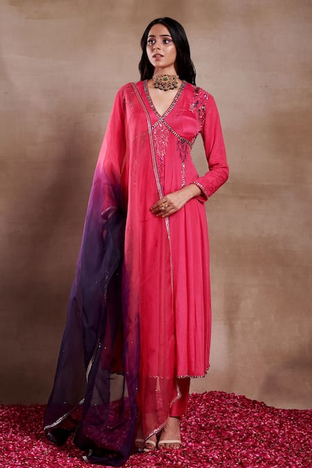 SHASHA GABA Rhapsody Chanderi Anarkali Set 