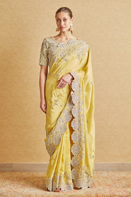 Osaa by Adarsh Zardozi Hand Embroidered Saree With Blouse 