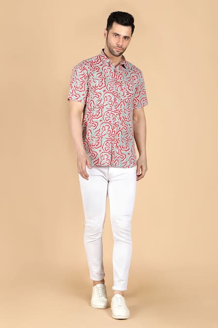 The Cotton Staple Green Cotton Abstract Pixar Print Shirt