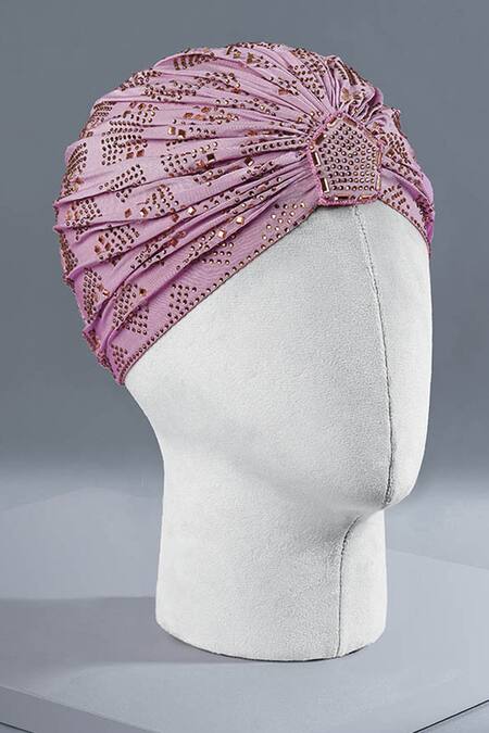 Hair Drama CO_Purple Rhinestones Work Turban _Online_at_Aza_Fashions