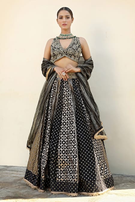 Neha Khullar Woven Pattern Flared Lehenga Set 