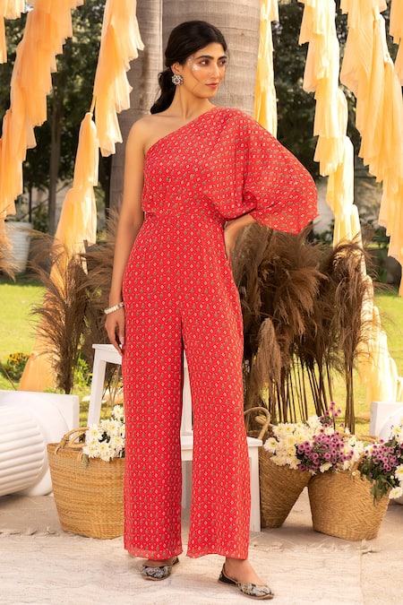 Chhavvi Aggarwal One Shoulder Printed Jumpsuit 