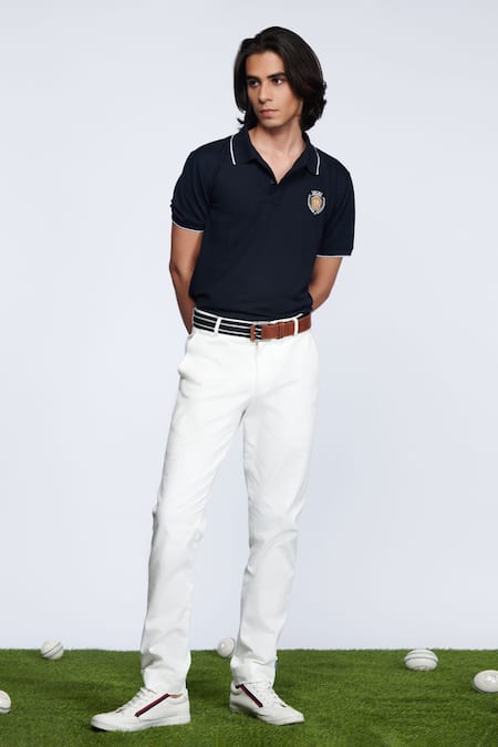 S&N by Shantnu Nikhil Blue Knitted Sncc Polo Shirt 