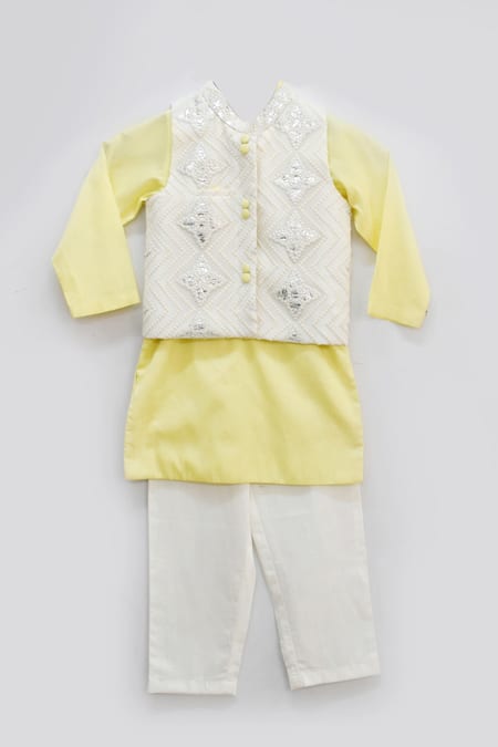 FAYON KIDS Embroidered Jacket Kurta Set 